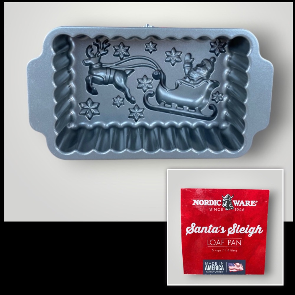 Nordic Ware Santa's Sleigh Loaf Pan Christmas Cake Mold Nonstick 2017 Nonstick